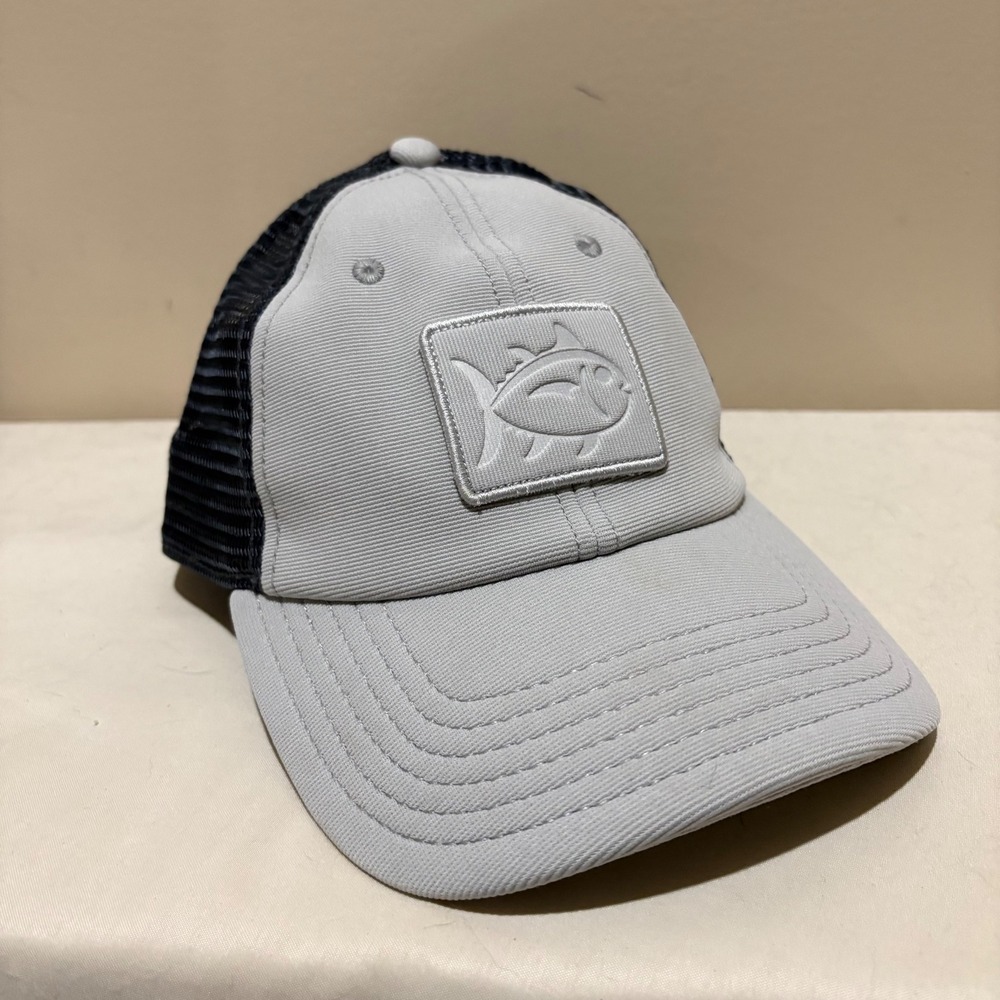 Southern Tide Grey Navy Blue Skipjack Patch Mesh Snapback Trucker Hat Cap